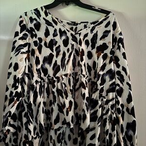 SHEIN Black and White Animal Print Blouse
